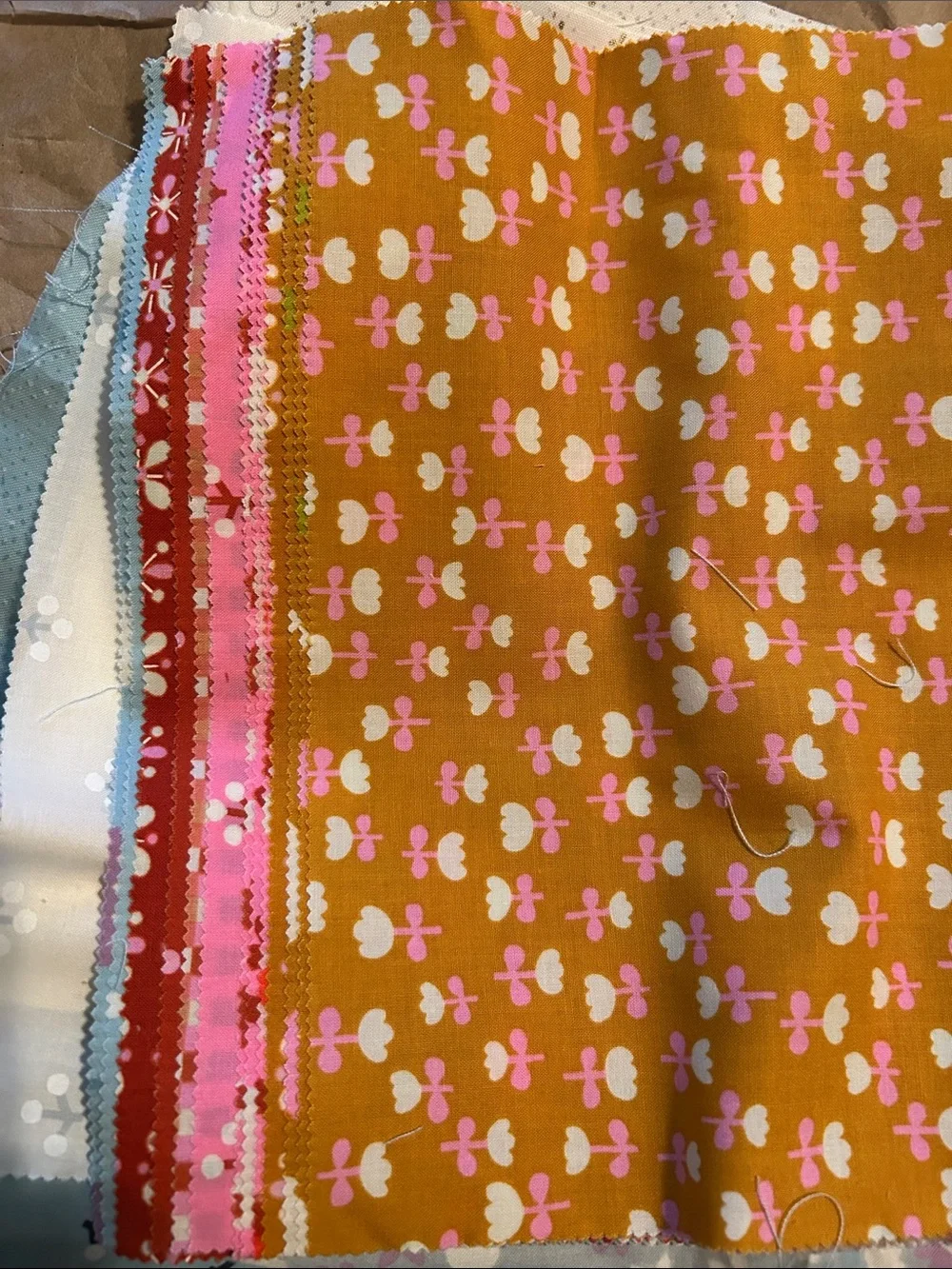 Quilty Arrows Quilt Pattern - Sky Blue & Multicolor started w/ fabric